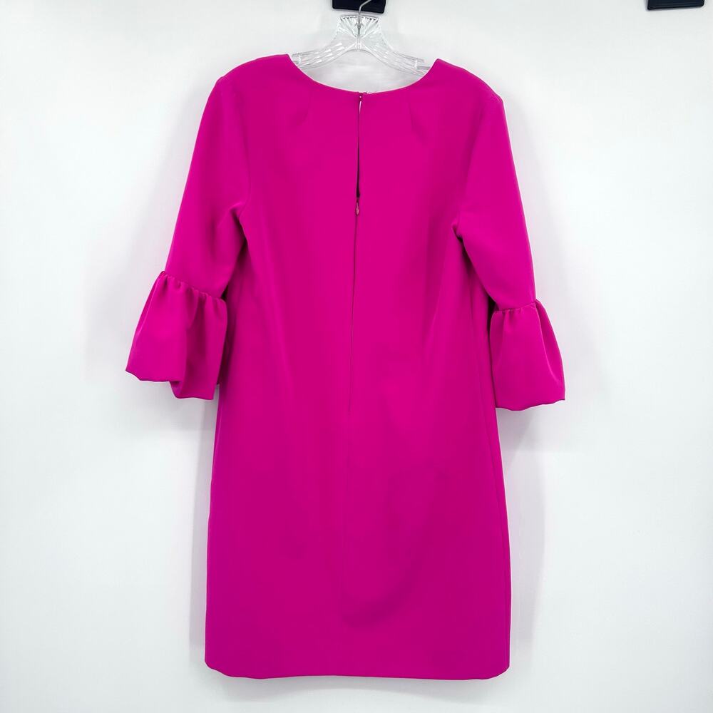 MILLY Mandy Dress Raspberry Pink Italian Cady Bubble Sleeve Shift Mini Dress 8 - Picture 9 of 11